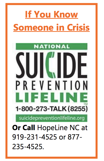 Suicide prevention lifeline information with phone number 1-800-273-8255