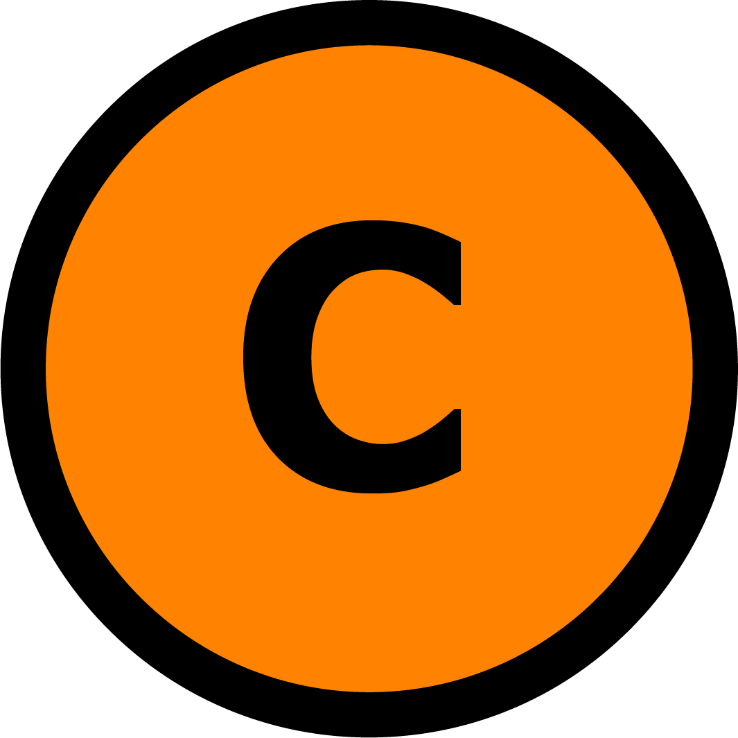 C inside an orange circle.