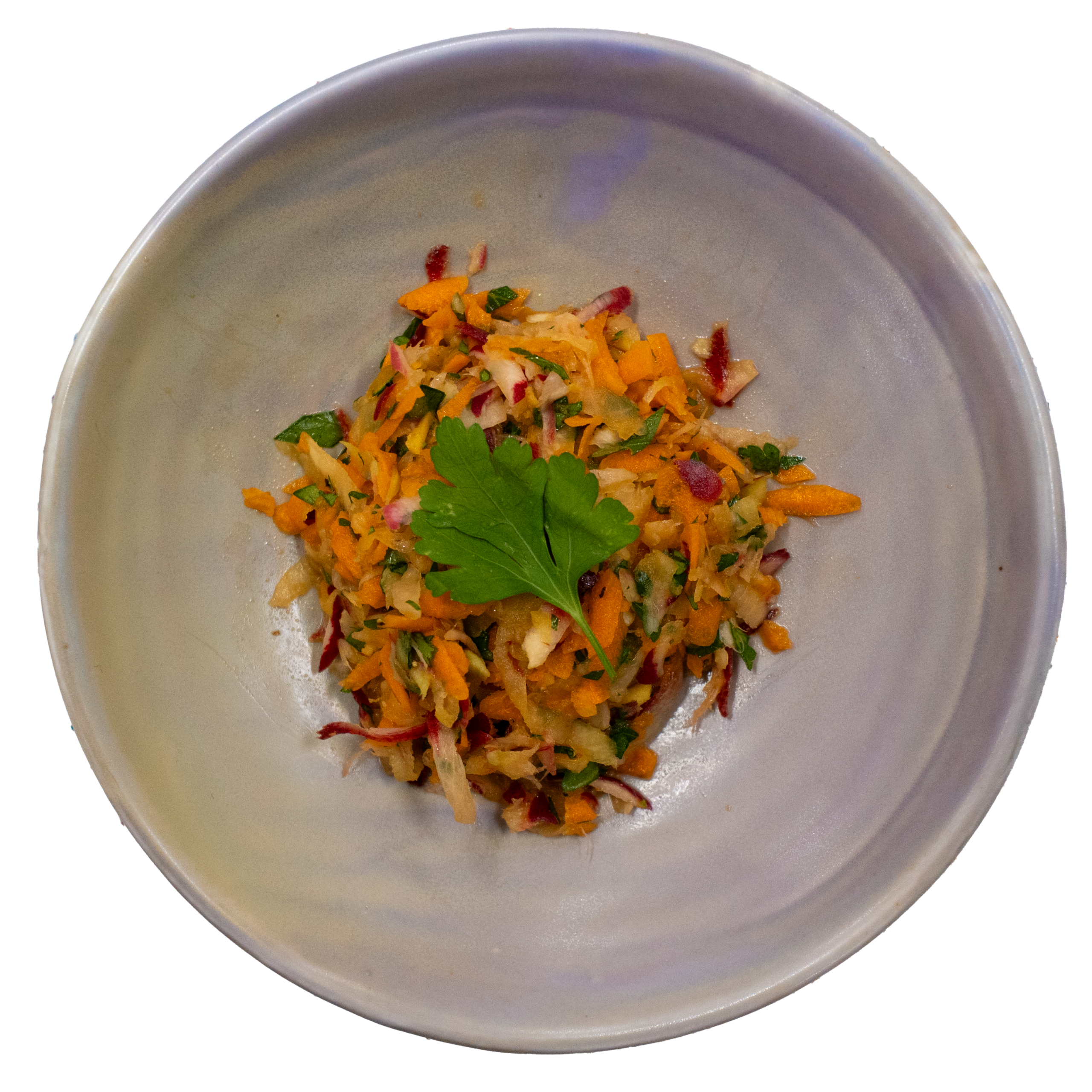 Ruby radish crunch on a plate.
