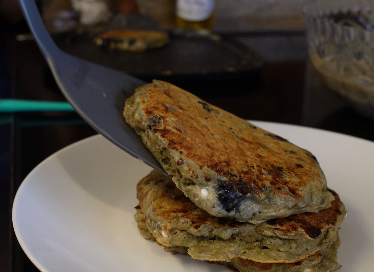 Blueberry Cottage Cheese Pancakes