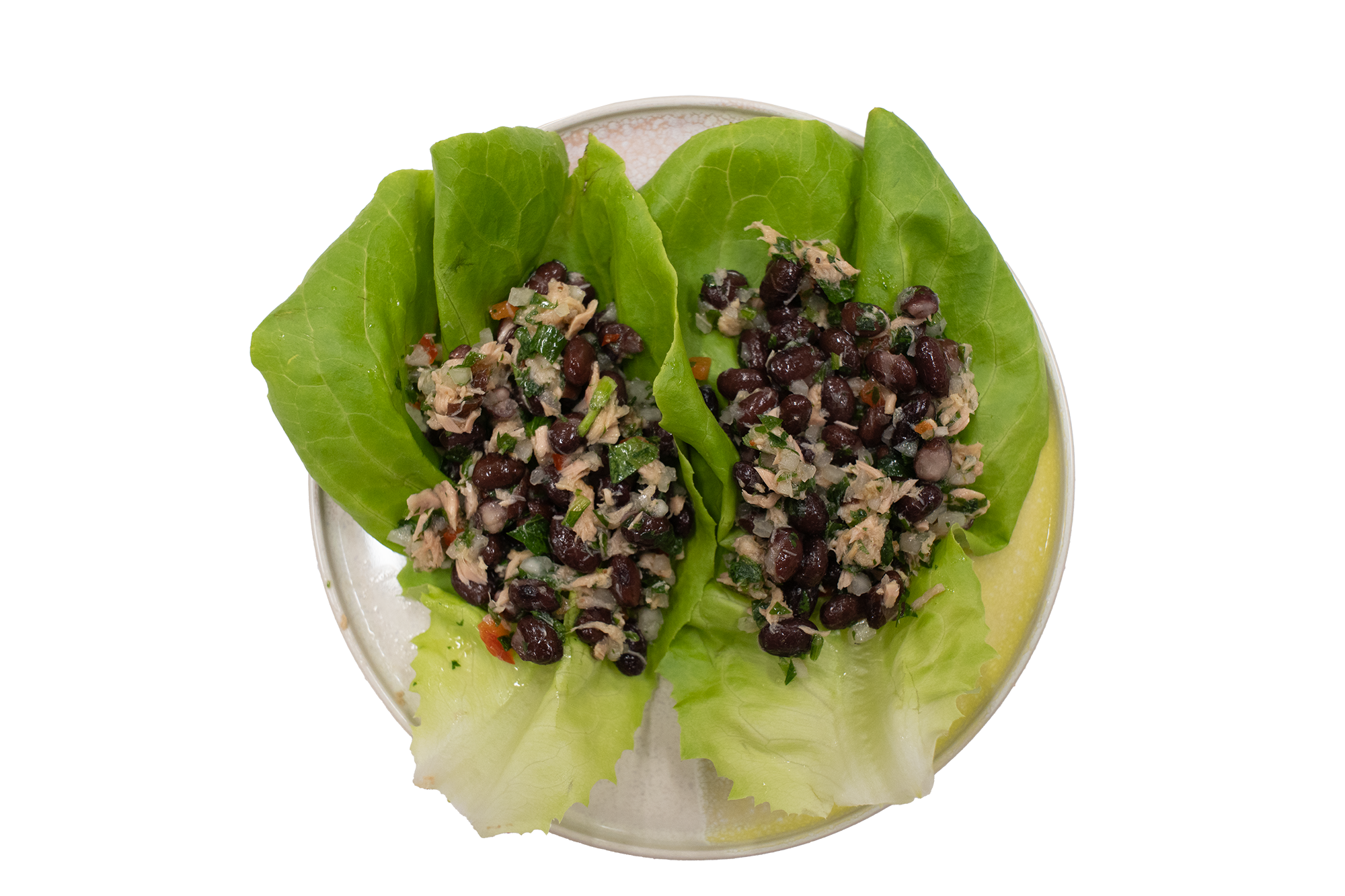 Lettuce cups with tuna salad.